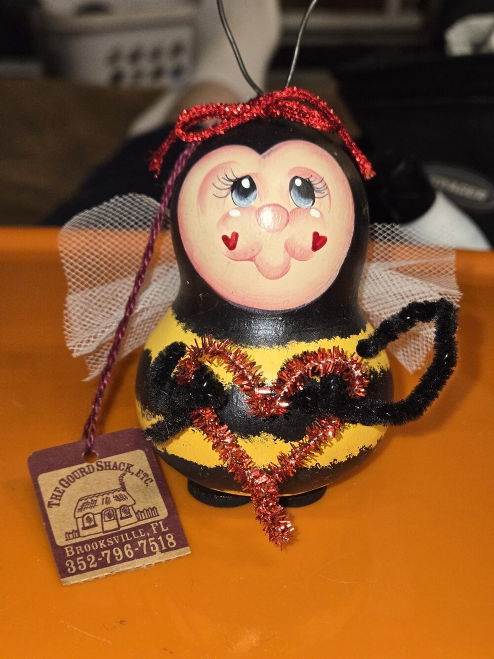 Bumble Bee Hand Painted Gourd Ornament Folk Art The Gourd Shack Brooksville FL